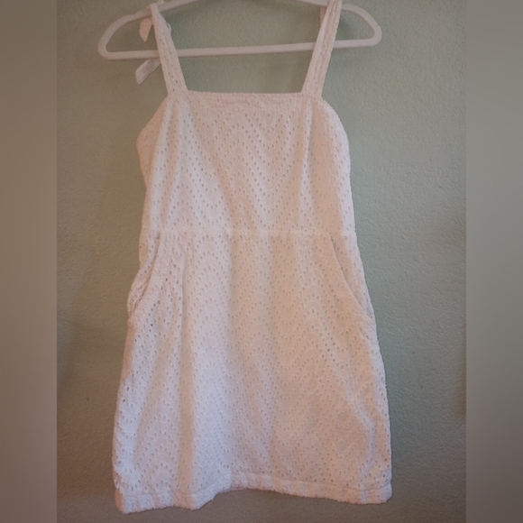 Express Coquette Girl Eyelet Lined Adjustable Bow Tie Straps Shift Mini Sundress - Picture 3 of 6